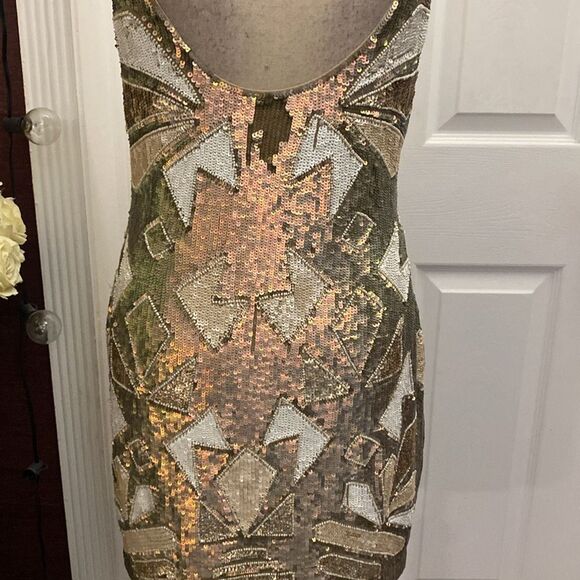 Needle & Thread Beige Sequin Dress, US6 - Picture 8 of 10